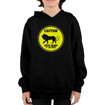Farting Lion Caution Spray Area Warning Sign Youth Hoodie | Mazezy