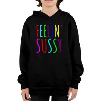 Feelin' Sussy Mobile Gamer Funny Sus Imposter Crew Colors Youth Hoodie | Mazezy