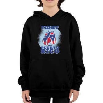 Fight For Puerto Rico Boxing Gloves Youth Hoodie | Mazezy