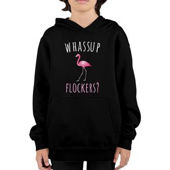 Flamingo Design Whassup Flockers Wading Bird Youth Hoodie | Mazezy