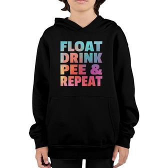 Float Drink Pee & Repeat Summer Beach Swimming Pool Vacation Youth Hoodie | Mazezy