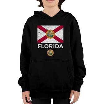 Florida State Flag With Seal - Vintage Distressed Youth Hoodie | Mazezy