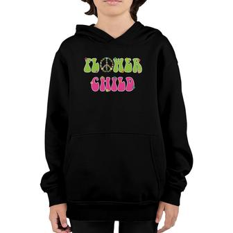 Flower Child Hippie Peace Sign Retro Youth Hoodie | Mazezy
