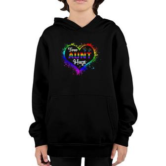 Free Aunt Hugs Lbgt Heart Rainbow Gay Pride Month Gift Youth Hoodie | Mazezy