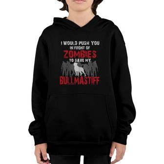 Front Of Zombies Bullmastiff Funny Cute Youth Hoodie | Mazezy