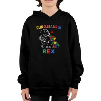 Funclesaurus Autism Awareness Uncle Dinosaur Dino Funcle Tio Youth Hoodie | Mazezy