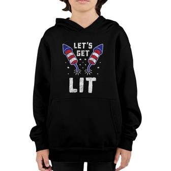 Funny 4Th Of July Let’S Get Lit For Men & Women Fun Novelty Youth Hoodie | Mazezy