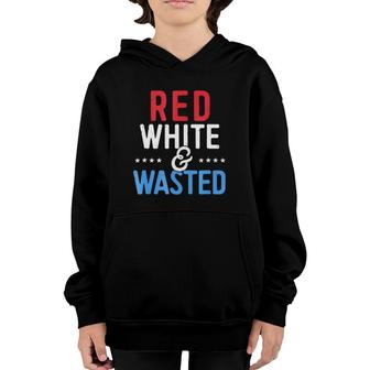 Funny 4Th Of July Women Men Red White And Wasted Youth Hoodie | Mazezy