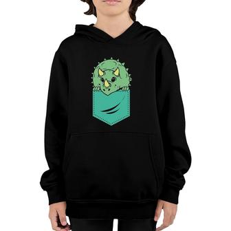 Funny Dinosaur In Your Pocket Triceratops Youth Hoodie | Mazezy