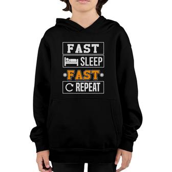 Funny Fast Sleep Fast Repeat If Intermittent Fasting Youth Hoodie | Mazezy
