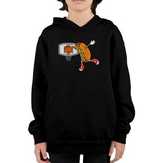 Funny Hot Dog Slam Dunk Basketball Youth Hoodie | Mazezy