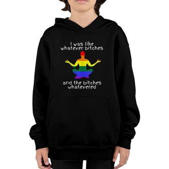Funny Lgbqt Yoga Meditation Rainbow Gay Pride Gift Youth Hoodie | Mazezy