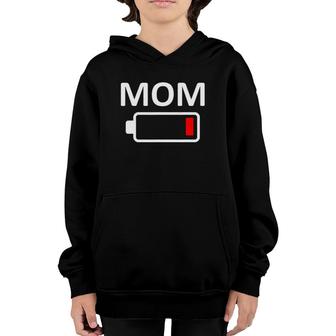 Funny Nerdy Mom Low Battery Tired Mother Gift Youth Hoodie | Mazezy