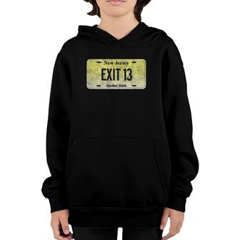 Funny Nj State Vanity License Plate Exit 13 Ver2 Youth Hoodie | Mazezy