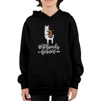 Funny Sloth Cute Llama Best Friends Forever Animal Lover Youth Hoodie