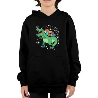 Funny Space Dinosaur T Rex Gift Planets Stars Astrophysics Gift Youth Hoodie | Mazezy