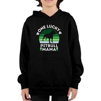 Funny St Patrick's Day One Lucky Pitbull Mama Pitbull Dog Youth Hoodie | Mazezy