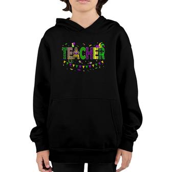 Funny Teacher Mardi Gras Family Matching Outfit Youth Hoodie | Mazezy