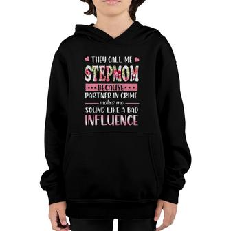 Funny They Call Me Stepmom Floral Stepmom Mother's Day Gift Youth Hoodie | Mazezy