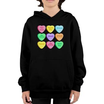 Funny Valentine's Day Candy Hearts Youth Hoodie | Mazezy