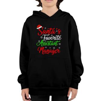 Funny Xmas Santa's Favorite Assistant Manager Christmas Youth Hoodie | Mazezy