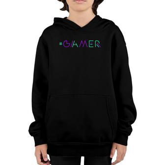Gamer Retro Gaming Gamer & Video Game Lover Green-Purple Youth Hoodie | Mazezy UK