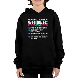 Gaming Funny Reasons To Date A Gamer Gift Video Games Youth Hoodie | Mazezy