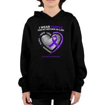 Gifts Mother In Law Purple Mom Alzheimer's Awareness Youth Hoodie | Mazezy
