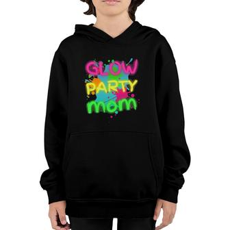 Glow Party Squad Mom Paint Splatter Glow Party Matching Youth Hoodie | Mazezy