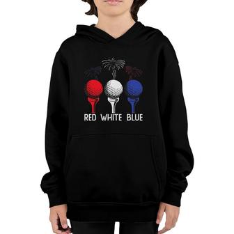 Golf Red White Blue Us Flag Patriotic 4Th Of July Youth Hoodie | Mazezy