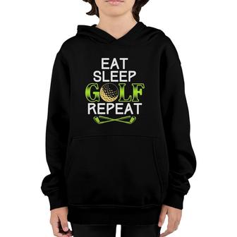 Golfing Sports Funny Golfer Gift Eat Sleep Golf Repeat Golf Youth Hoodie | Mazezy