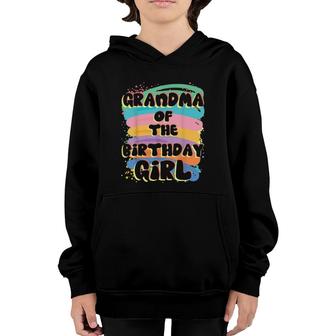 Grandma Of The Birthday Girl Colorful Matching Family Youth Hoodie | Mazezy