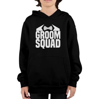 Groom Squad Funny Suit Bow Tie Wedding Bachelor Party Youth Hoodie | Mazezy