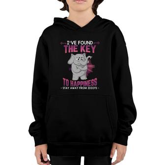 Grumpy Elephant I've Found The Key To Happiness Stay Away From Idiots Youth Hoodie | Mazezy
