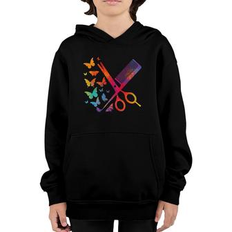 Hairdresser Hairstylist Scissors Comb Butterfly Youth Hoodie | Mazezy CA