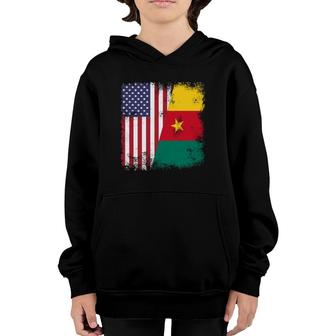 Half Cameroonian Flag Vintage Cameroon Usa Gift Youth Hoodie | Mazezy