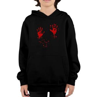 Halloween Bloody Hands Blood Splatter Gift Idea Youth Hoodie | Mazezy