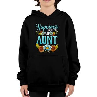 Happiness Is Being An Aunt Cute Floral Mothers Day Gifts Youth Hoodie | Mazezy
