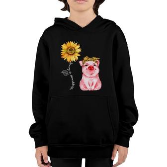 Happiness Is Being Granny - Cute Pig Sunflower Mother Youth Hoodie | Mazezy