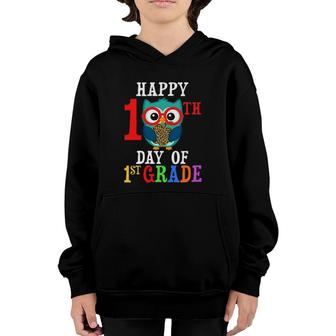 Happy 100Th Day Of First Grade Owl Funny Teacher And Student Youth Hoodie | Mazezy