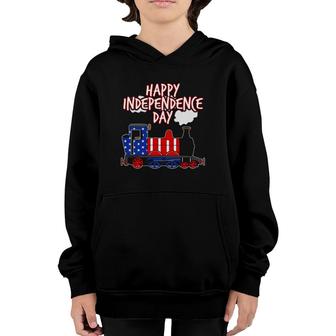 Happy Independence Day Train American Flag Usa 4Th July Youth Hoodie | Mazezy