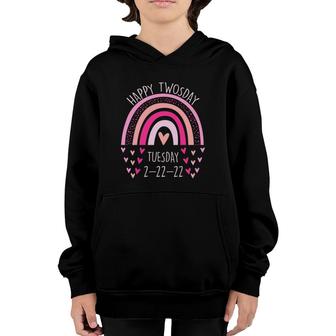 Happy Twosday 2022 Cute Rainbow February 22222 Ver2 Youth Hoodie | Mazezy