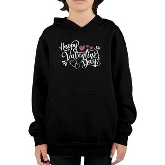 Happy Valentine's Day Lovely Handwritten Lettering Design Youth Hoodie | Mazezy