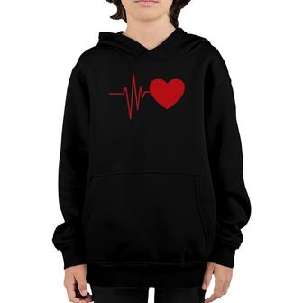 Heartbeat Funny Love Cute Red Heart Beat Valentine's Day Youth Hoodie | Mazezy