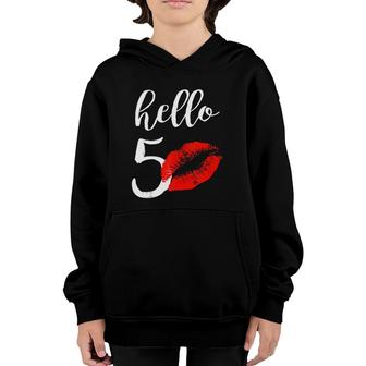 Hello 50 Red Lip Kisses Birthday Gift For Mom Grandma Youth Hoodie | Mazezy