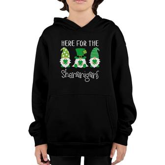 Here For The Shenanigans St Patrick's Day Gnome Youth Hoodie | Mazezy