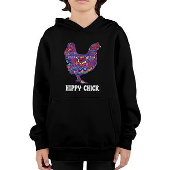 Hippy Chick Artwork Chicken Animal Lover Youth Hoodie | Mazezy