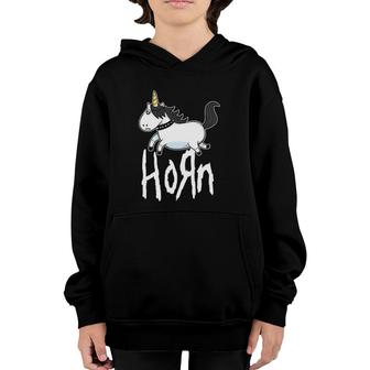 Horn Funny Emo Unicorn Heavy Rock Band Fan Youth Hoodie | Mazezy