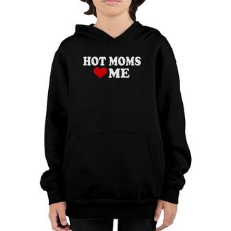 Hot Moms Heart Me Red Heart Funny Youth Hoodie | Mazezy