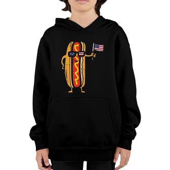 Hotdog Sunglasses American Flag Usa Funny 4Th Of July Fourth Youth Hoodie | Mazezy